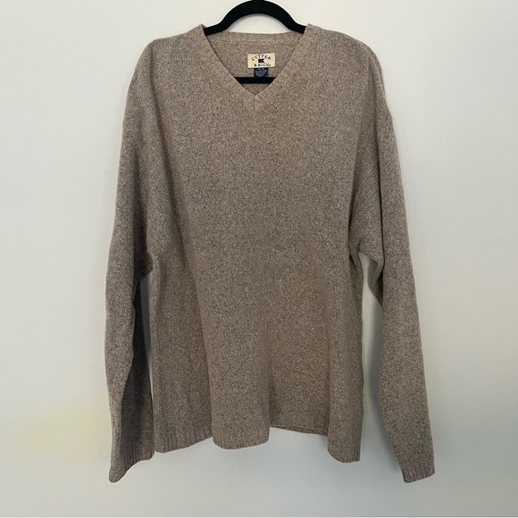 Men’s Wool Blend V-Neck Sweater Size XL Tan Beige Neutral Fall Capsule - Picture 4 of 6